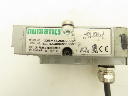 Numatics 122BA4Z2ML00061 Pneumatic Solenoid Valve w/Manifold Base 24VDC