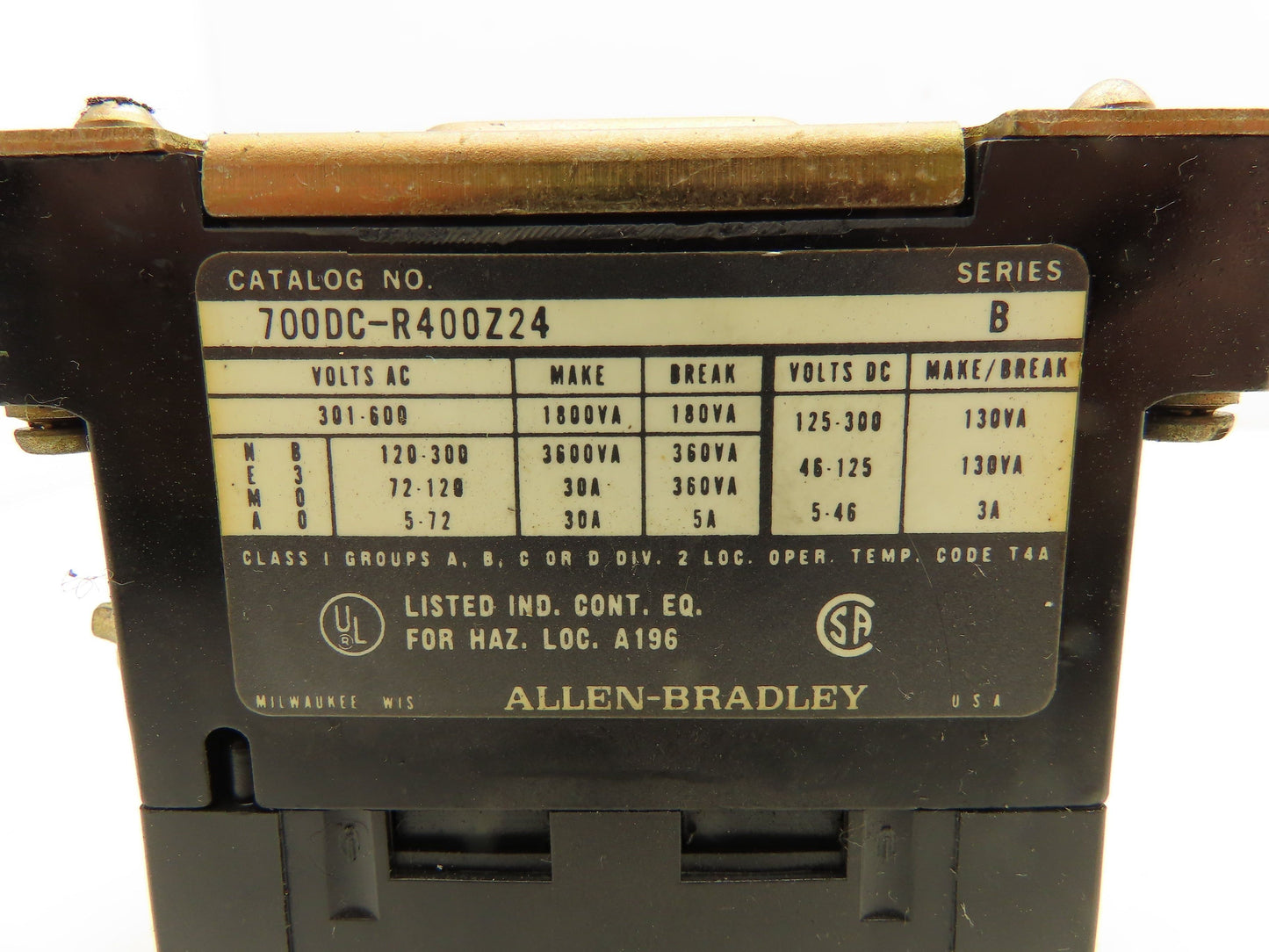 Allen Bradley 700DC-R400Z24 Switch Relay 4P 4NO Contacts 24VDC Coil Ser B Type R