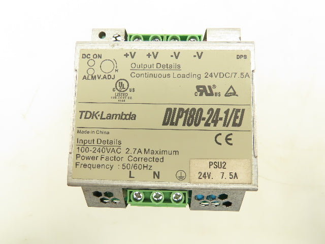 TDK Lambda DLP180-24-1/EJ Power Supply 100-240VAC 24VDC 7.5A Lot Of 2