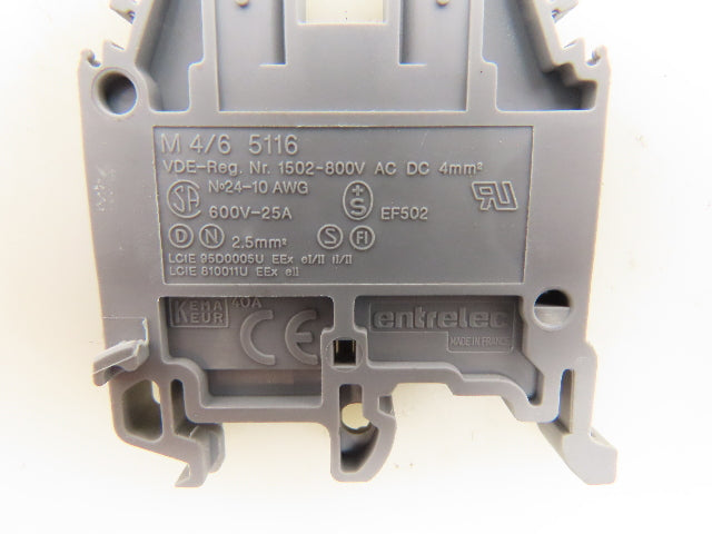 Entrelec M 4/6 5116 Terminal Block 600V 25A 2.5mm Lot of 62
