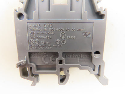 Entrelec M 4/6 5116 Terminal Block 600V 25A 2.5mm Lot of 62