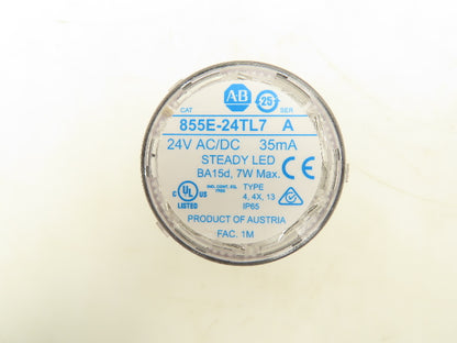 Allen Bradley 855E-24TL7 Steady LED Control Tower Light 24VAC 35mA 7W