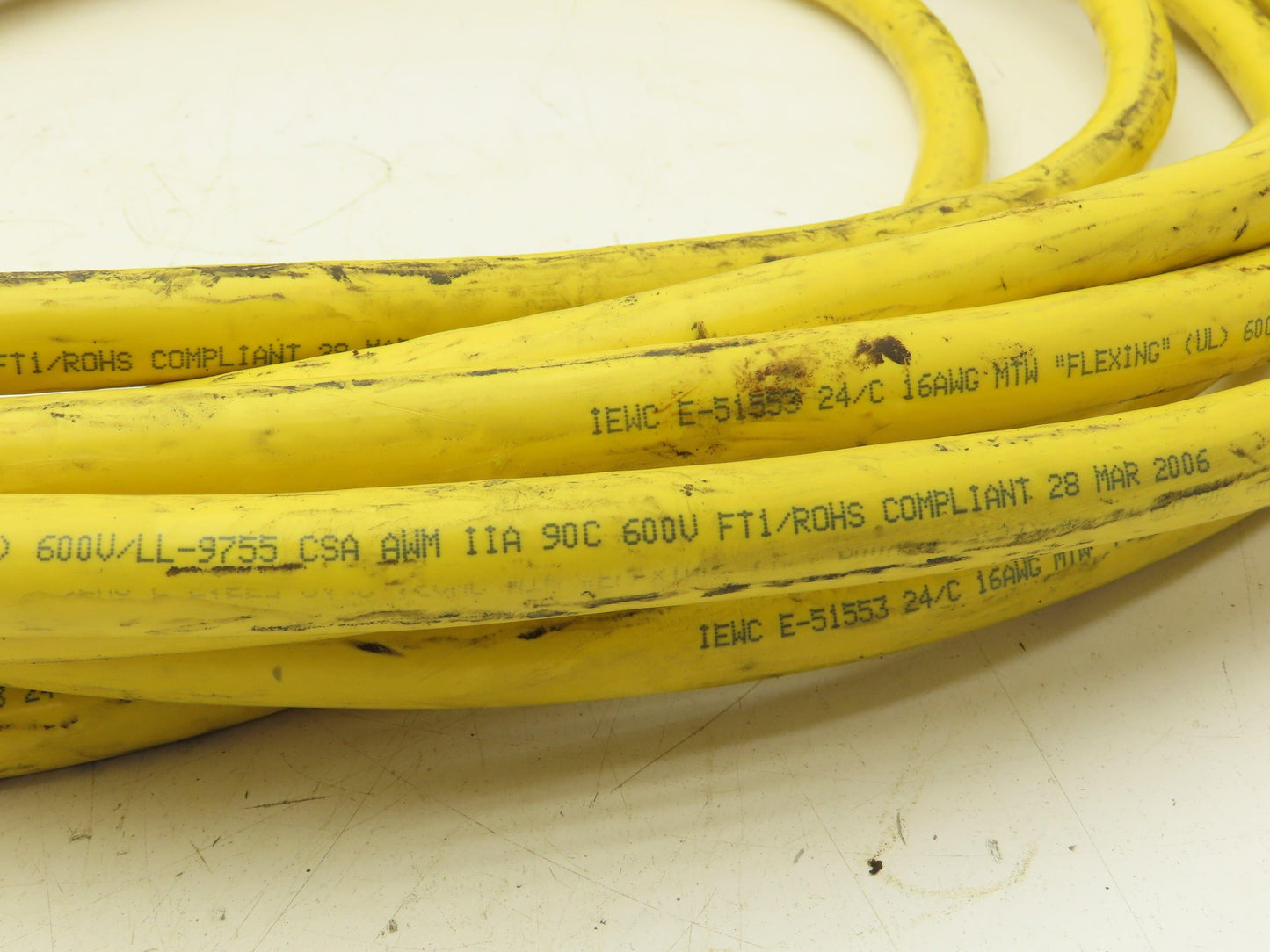 IEWC RPC1624PP-4 24/C 16 AWG Wire MTW Flexing Yellow Pendent Cable 600V 90C 41'