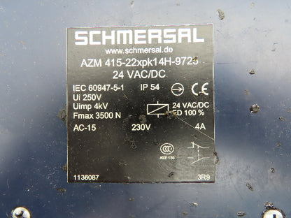 Schmersal AZM 415-22XPK14H-9725 Solenoid Safety Interlock Switch 24V AC/DC