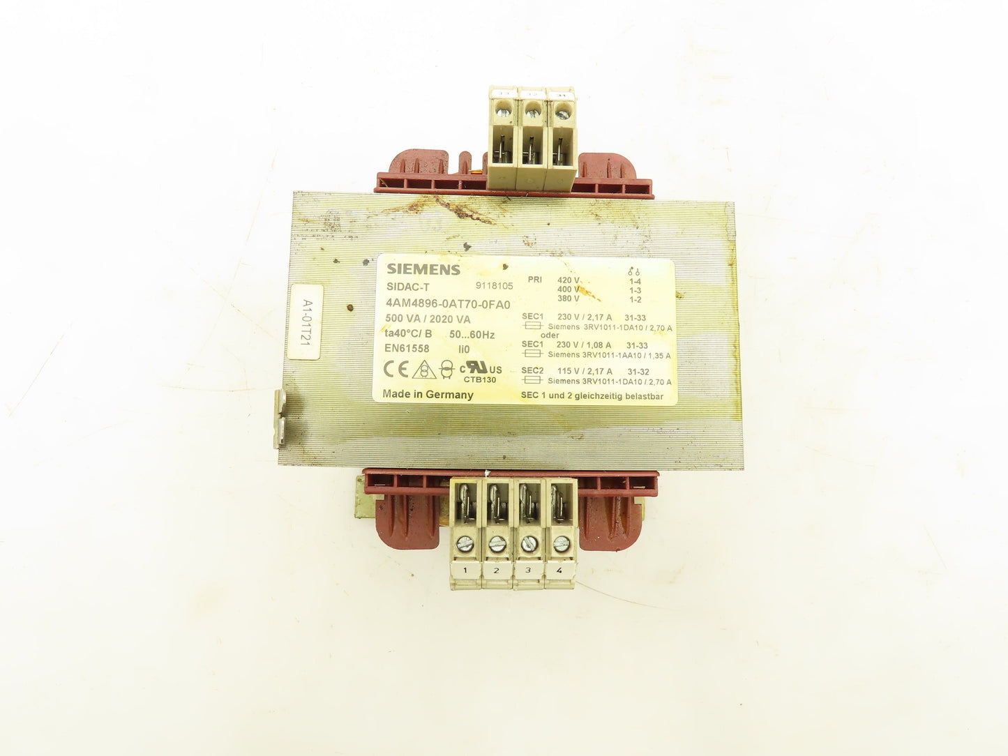 Siemens SIDAC-T Industrial Control Transformer 500VA/2020VA