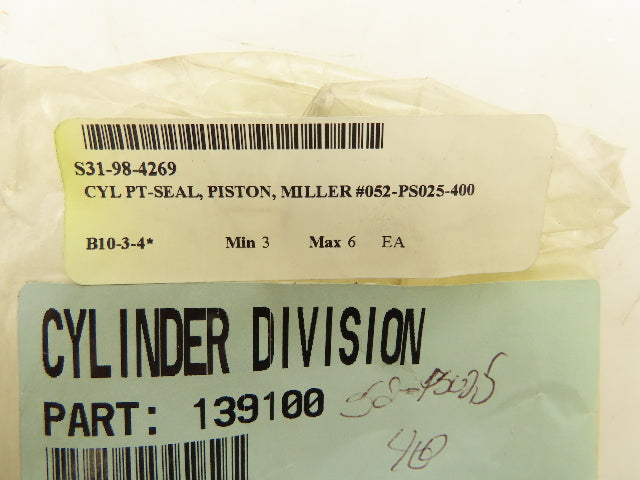 Parker Miller Fluid Power 052-PS025-400 Piston Seal Kit 4" U Cup Buna Lot Of 4