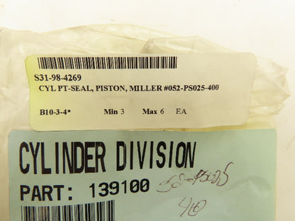 Parker Miller Fluid Power 052-PS025-400 Piston Seal Kit 4" U Cup Buna Lot Of 4