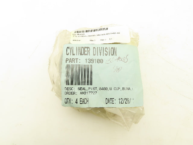 Parker Miller Fluid Power 052-PS025-400 Piston Seal Kit 4" U Cup Buna Lot Of 4