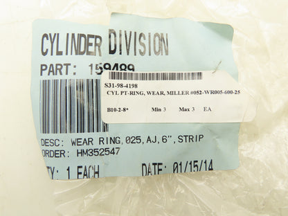 Miller Fluid Power 052-WR005-600-25 Piston Wear Ring T Shape 6" Lot Of 3