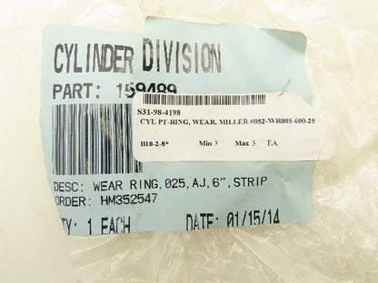 Miller Fluid Power 052-WR005-600-25 Piston Wear Ring T Shape 6" Lot Of 3