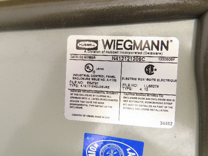 Wiegmann N412121206C Electrical Enclosure 12x12x6" Hinged Door Nema 3R