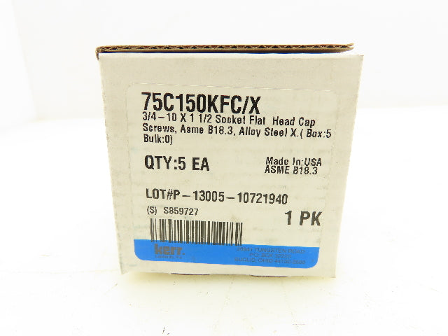 Kerr 75C150KFC/X Flat Head Socket Cap Screw 3/4"-10x1-1/2" ASME B18.3 Lot OF 30