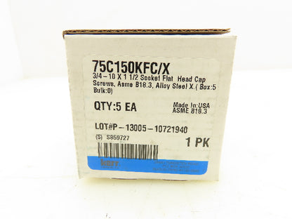 Kerr 75C150KFC/X Flat Head Socket Cap Screw 3/4"-10x1-1/2" ASME B18.3 Lot OF 30