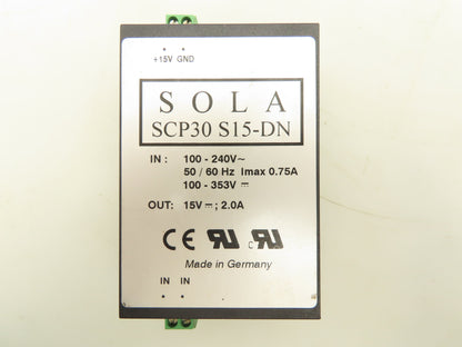 Sola SCP30S15-DN Power Supply 100-240V 0.75A Input 15V 2A Output Lot Of 2