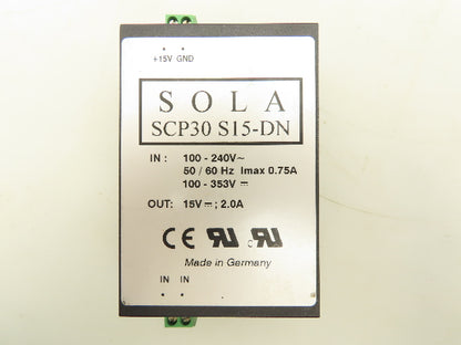 Sola SCP30S15-DN Power Supply 100-240V 0.75A Input 15V 2A Output Lot Of 2