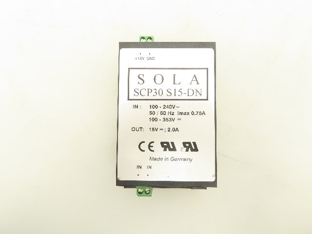 Sola SCP30S15-DN Power Supply 100-240V 0.75A Input 15V 2A Output Lot Of 2