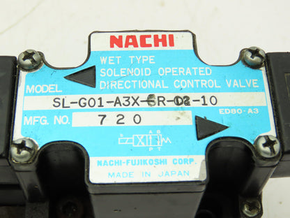 Nachi SL-G01-A3X-R-D2-10 Directional Control Solenoid Valve 24VDC  Lot of 2