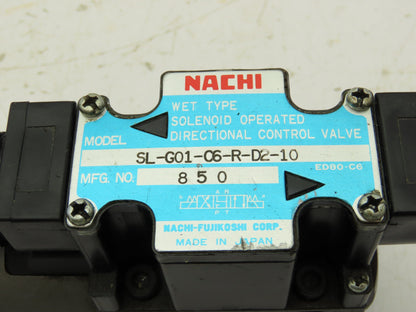 Nachi SL-G01-C6-R-D2-10 Hydraulic Directional Control Solenoid Valve 3-Pos 24VDC