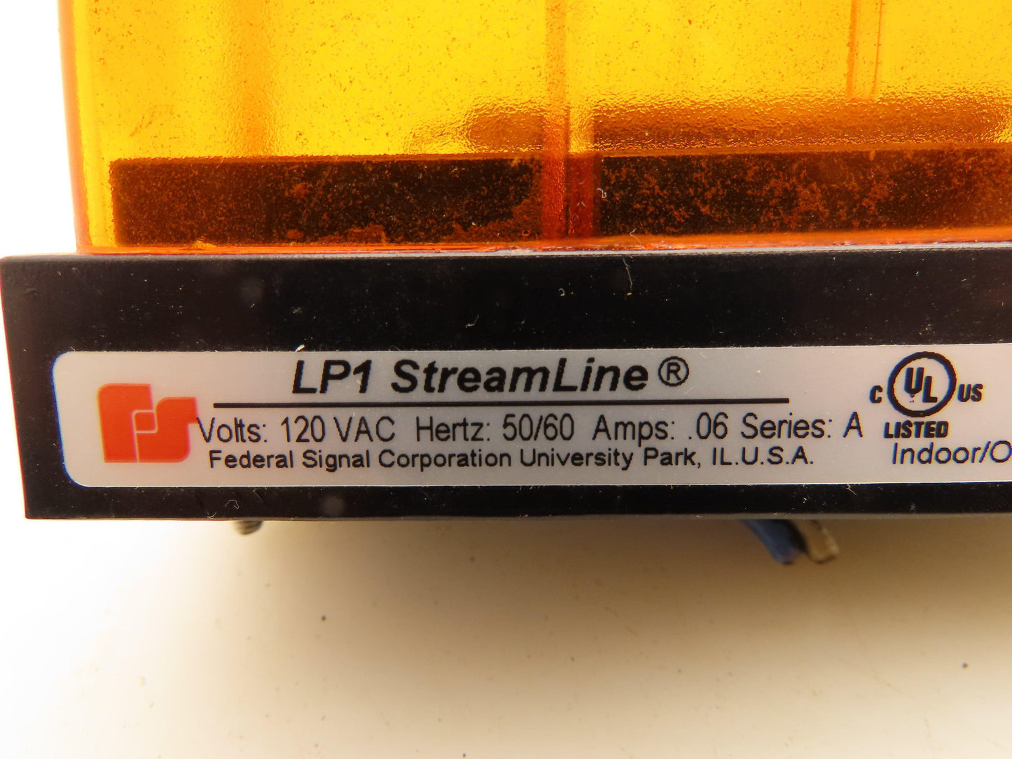 Federal Signal LP1 Streamline Mini Strobe Amber Surface Mount 120VAC .06A Ser. A