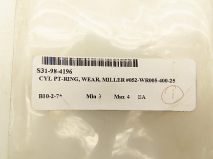 Miller 052-WR005-400-25 Piston Wear Ring T Shape 4" Lot Of 5