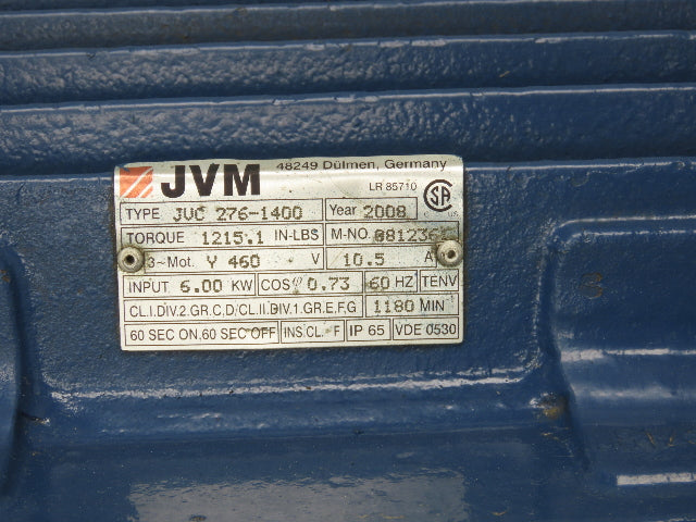 Jost JVM JVC 276-1400 Industrial Vibrator Motor 6kW 8Hp 460V 3PH 1180 RPM