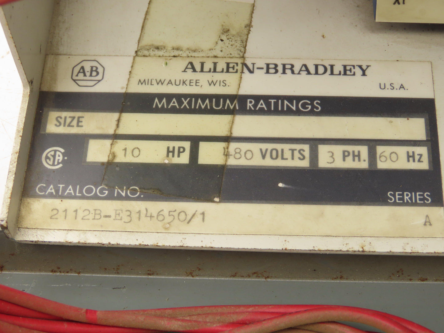 Allen Bradley MCC Bucket Motor Starter Contactor 10HP 480V 110V Coil Size 1