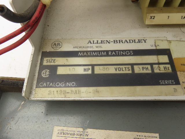 Allen Bradley MCC Bucket Motor Starter Contactor 10HP 480V 110V Coil Size 1