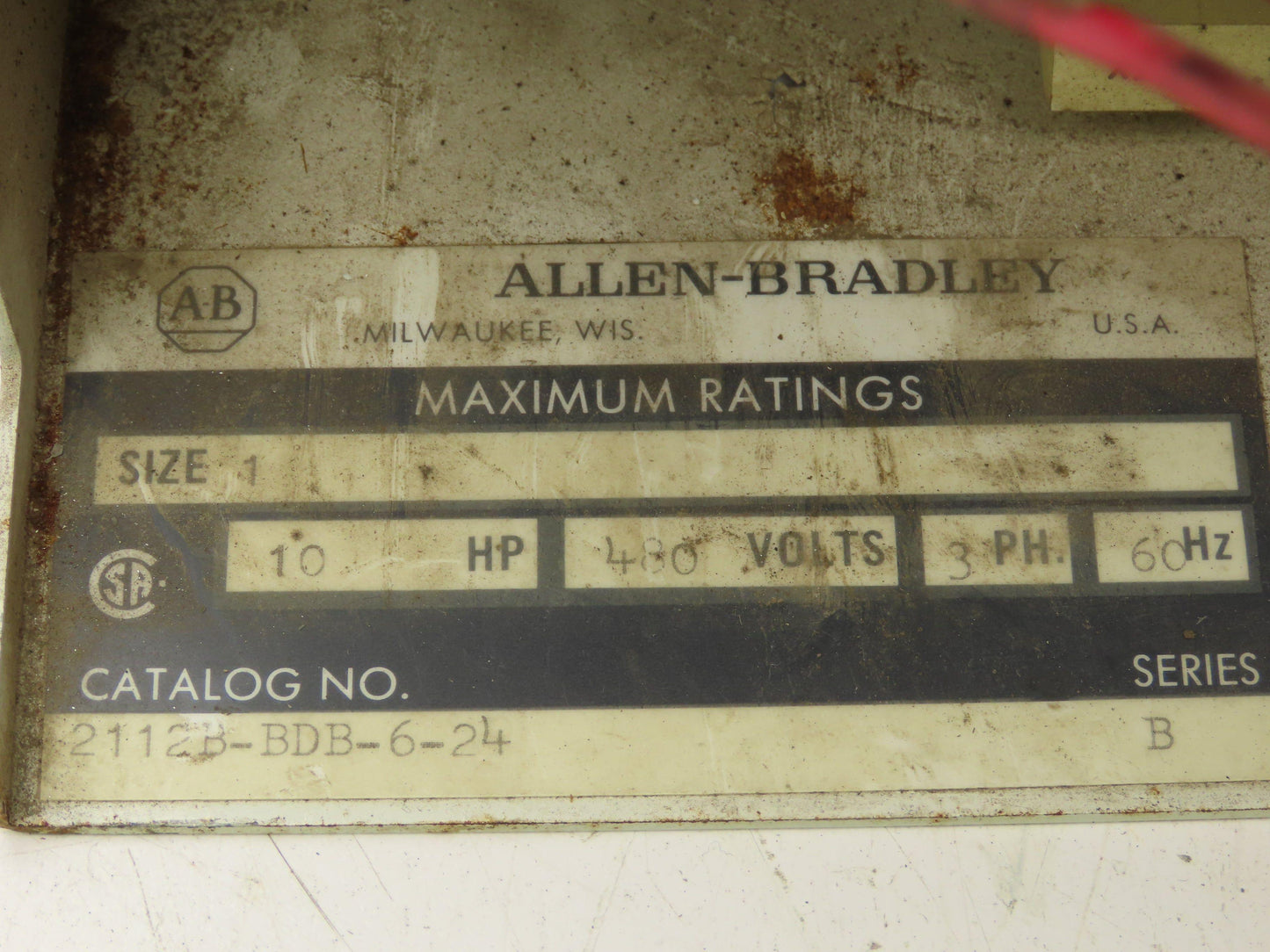 Allen Bradley MCC Bucket Motor Starter Contactor 10HP 480V 110V Coil Size 1