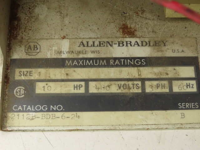 Allen Bradley MCC Bucket Motor Starter Contactor 10HP 480V 110V Coil Size 1