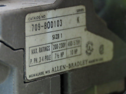 Allen Bradley MCC Bucket Motor Starter Contactor 10HP 480V 110V Coil Size 1