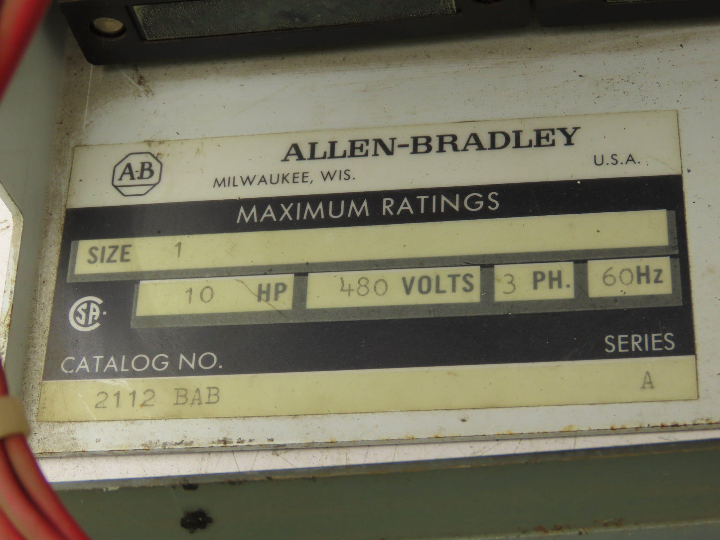 Allen Bradley MCC Bucket Motor Starter Contactor 10HP 480V 110V Coil Size 1