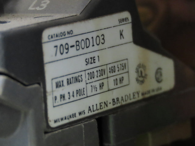 Allen Bradley MCC Bucket Motor Starter Contactor 10HP 480V 110V Coil Size 1