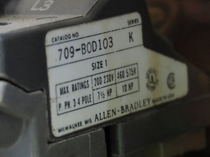Allen Bradley MCC Bucket Motor Starter Contactor 10HP 480V 110V Coil Size 1