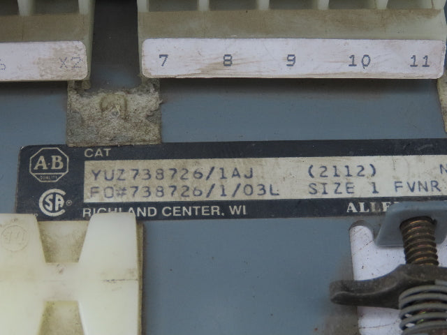 Allen Bradley MCC Bucket Motor Starter Contactor 10HP 600V 110V Coil Size 1