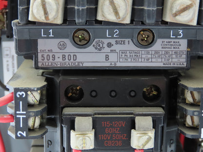 Allen Bradley MCC Bucket Motor Starter Contactor 10HP 600V 110V Coil Size 1