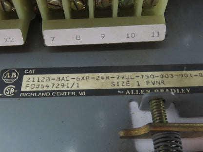 Allen Bradley MCC Bucket Motor Starter Contactor 10HP 600V 110V Coil Size 1