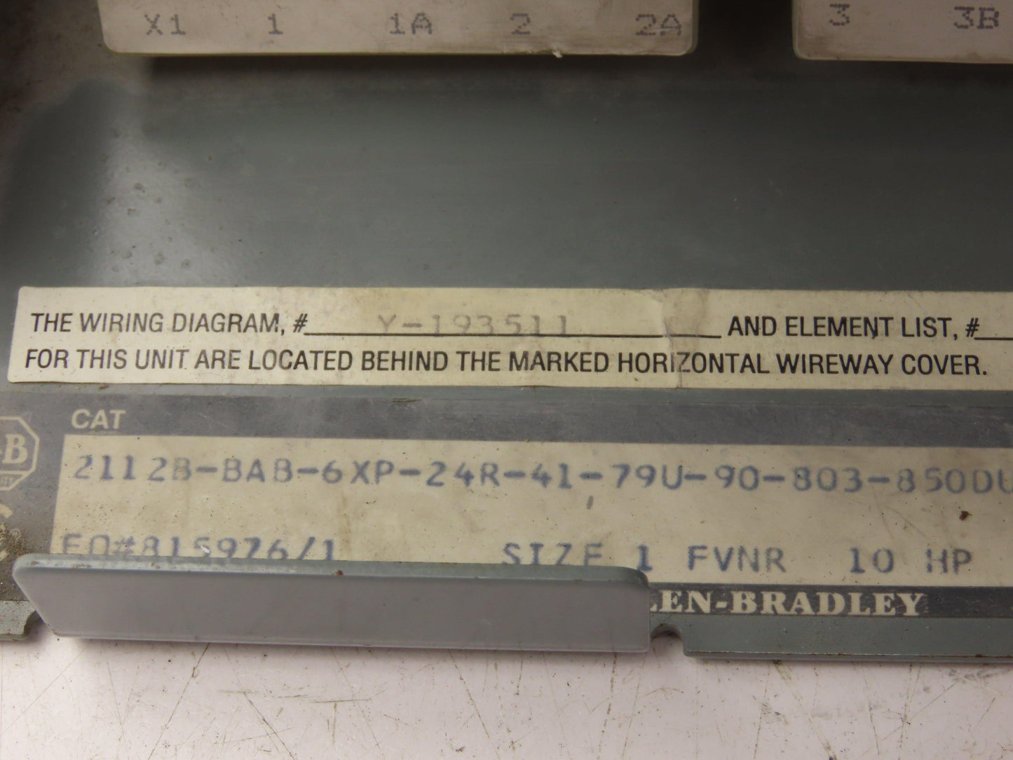 Allen Bradley MCC Bucket Motor Starter Contactor 10HP 600V 110V Coil Size 1