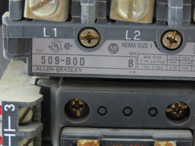 Allen Bradley MCC Bucket Motor Starter Contactor 10HP 600V 110V Coil Size 1