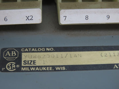 Allen Bradley MCC Bucket Motor Starter Contactor 10HP 600V 110V Coil Size 1