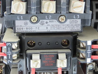 Allen Bradley MCC Bucket Motor Starter Contactor 10HP 600V 110V Coil Size 1
