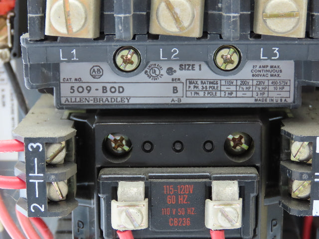 Allen Bradley MCC Bucket Motor Starter Contactor 10HP 600V 110V Coil Size 1