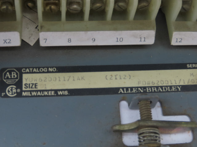 Allen Bradley MCC Bucket Motor Starter Contactor 10HP 480V 110V Coil Size 1