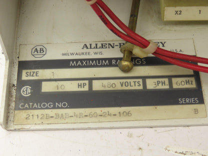 Allen Bradley MCC Bucket Motor Starter Contactor 10HP 480V 110V Coil Size 1