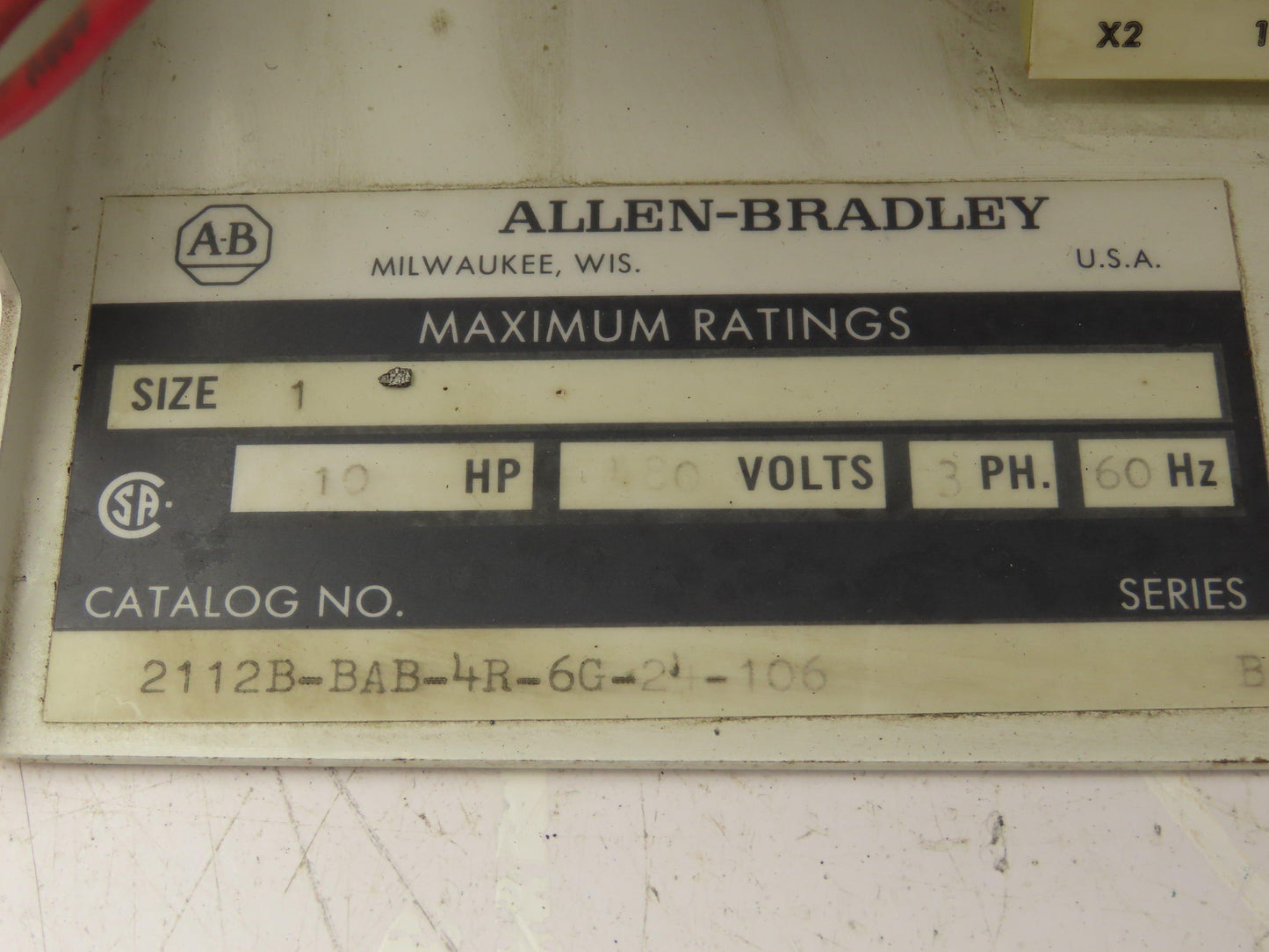 Allen Bradley MCC Bucket Motor Starter Contactor 10HP 480V 110V Coil Size 1