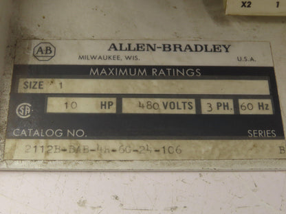 Allen Bradley MCC Bucket Motor Starter Contactor 10HP 480V 110V Coil Size 1