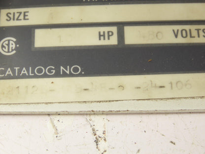 Allen Bradley MCC Bucket Motor Starter Contactor 10HP 480V 110V Coil Size 1