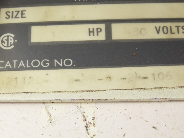 Allen Bradley MCC Bucket Motor Starter Contactor 10HP 480V 110V Coil Size 1