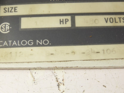 Allen Bradley MCC Bucket Motor Starter Contactor 10HP 480V 110V Coil Size 1