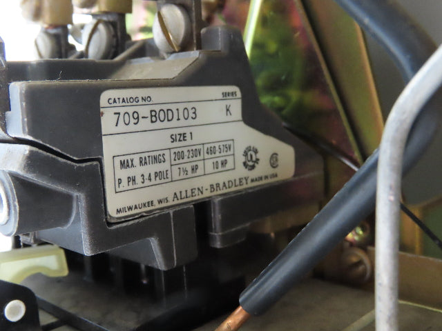 Allen Bradley MCC Bucket Motor Starter Contactor 10HP 480V 110V Coil Size 1