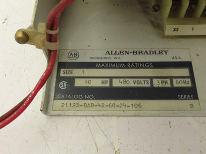 Allen Bradley MCC Bucket Motor Starter Contactor 10HP 480V 110V Coil Size 1